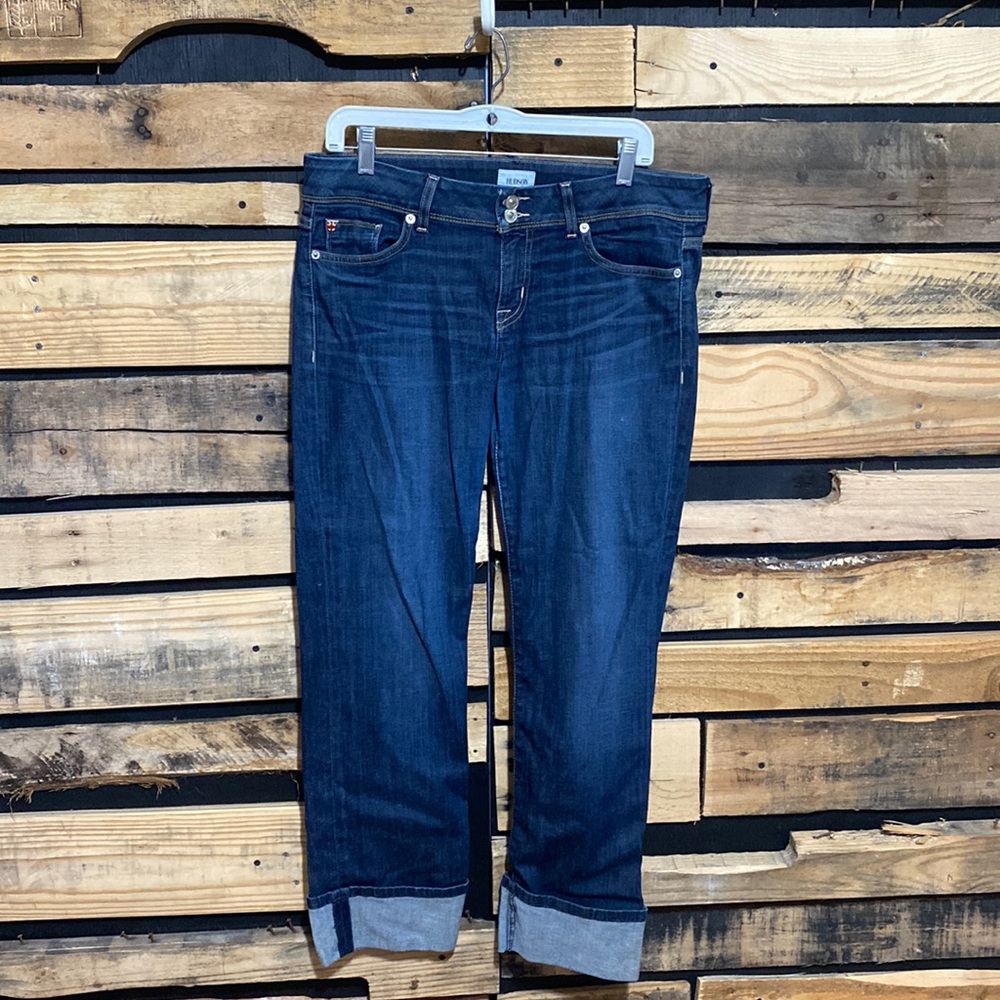 HUDSON Ginny Crop Straight Jeans With Cuff Dark Wash Low Rise Size 31